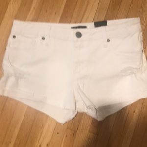White Ripped Jean Short